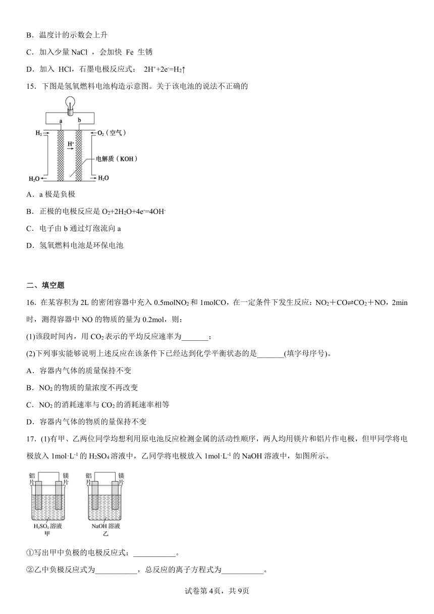 第六章化学反应与能量检测题（含解析）2022-2023学年高一下学期化学人教版（2019）必修第二册