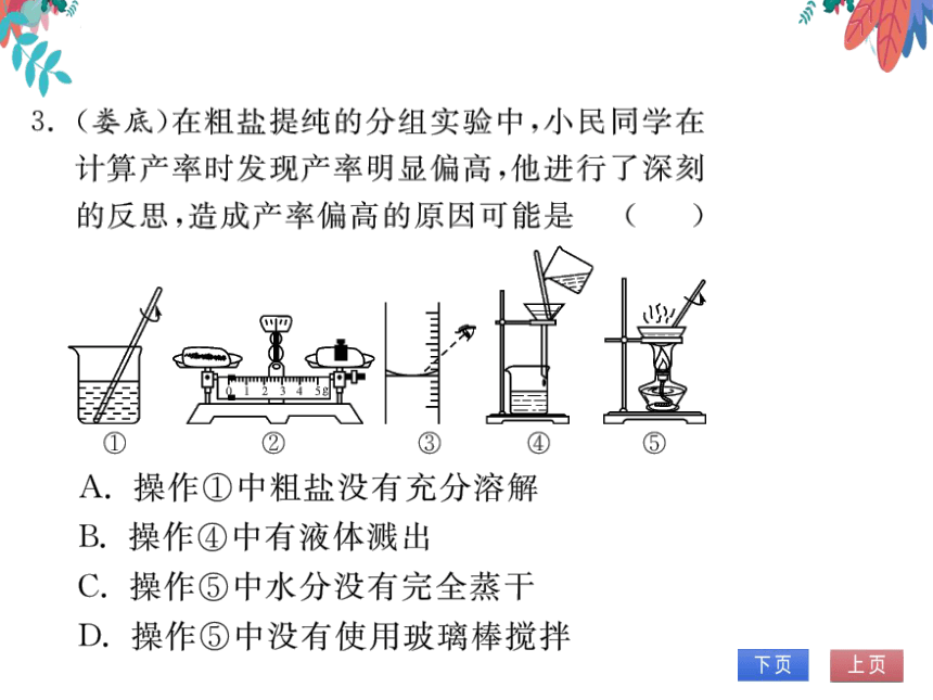 【人教版】化学九年级下册-第十一单元 实验活动8 粗盐中难溶性杂质的去除 (习题课件)