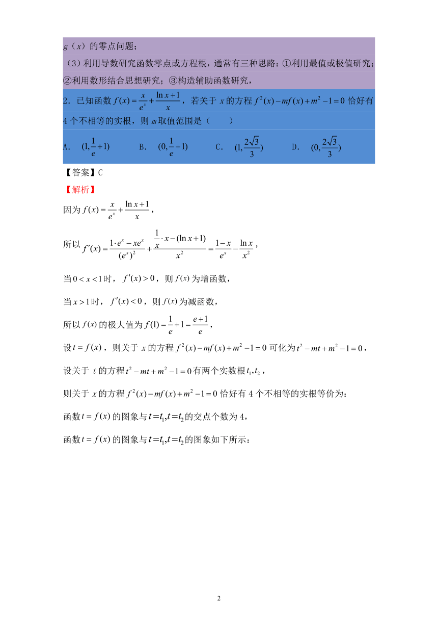 高考数学解题思路：导数利器——复合函数零点问题（Word版含解析）