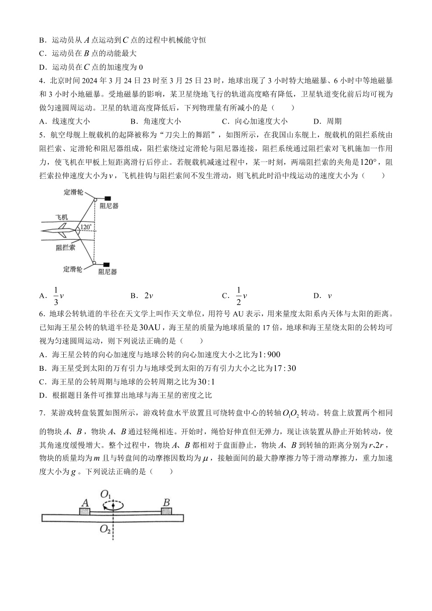 河南省部分高中2023-2024学年高一下学期4月期中考试物理试题（含解析）