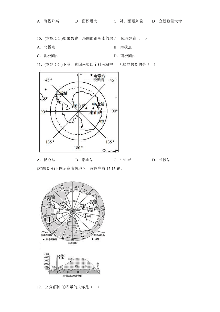 第十章 极地地区 练习（含答案）2022-2023学年六年级地理下学期鲁教版（五四学制）