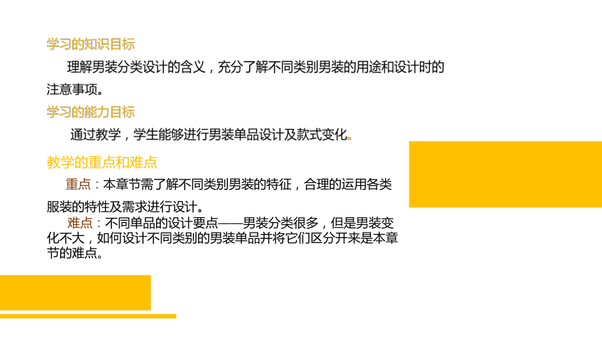 4.1男装的分类设计 课件(共36张PPT)-《男装设计》同步教学（高教版）