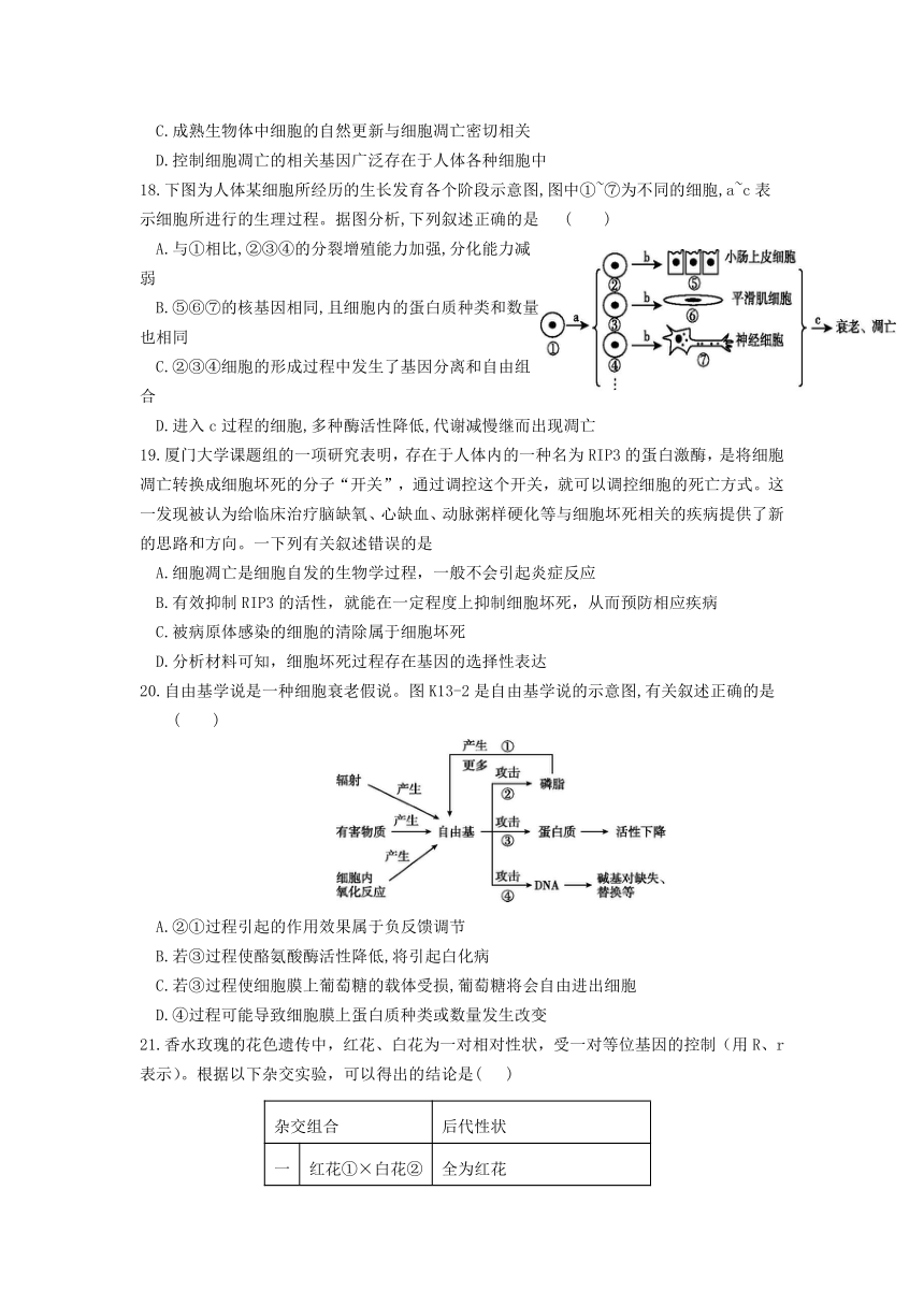 黑龙江省哈尔滨市哈十九中学2022届高三上学期第一次月考生物试卷（Word版含答案）