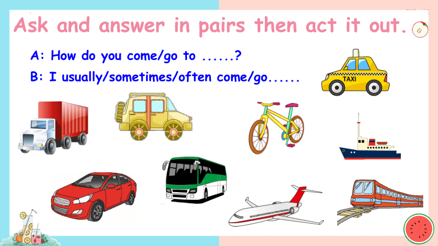 Unit2 Ways to go to school Part A Let’s learn课件(共21张PPT)