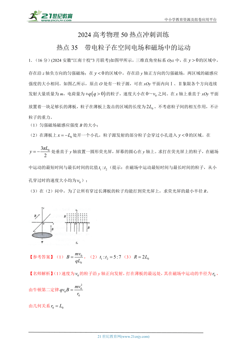 热点35  带电粒子在空间电场和磁场中的运动 --高考物理50热点冲刺精练（名师解析）