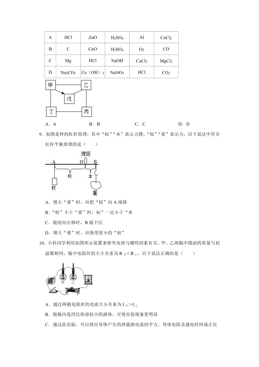 2021-2022学年浙江省宁波市北仑区九年级（上）期末科学试卷（ word，解析版）