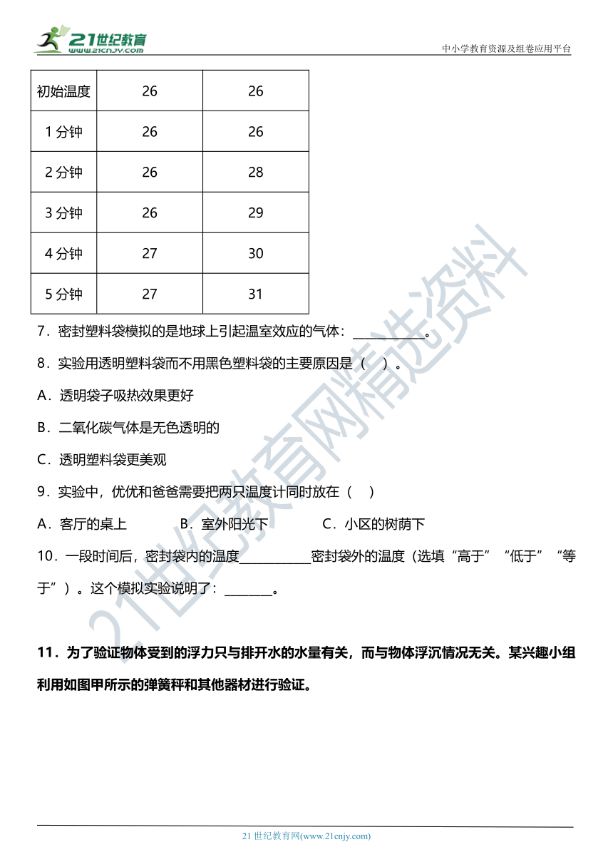 科教版小学科学五年级下册期末复习专项训练题02——实验探究题（含答案+详细解析）