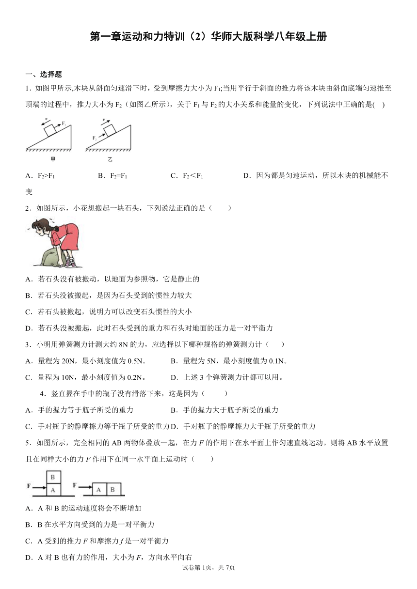 第1章 运动和力 特训（含答案）