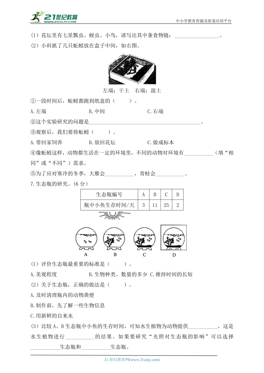 五年级科学下册（教科版）期末检测模拟卷（七）含答案