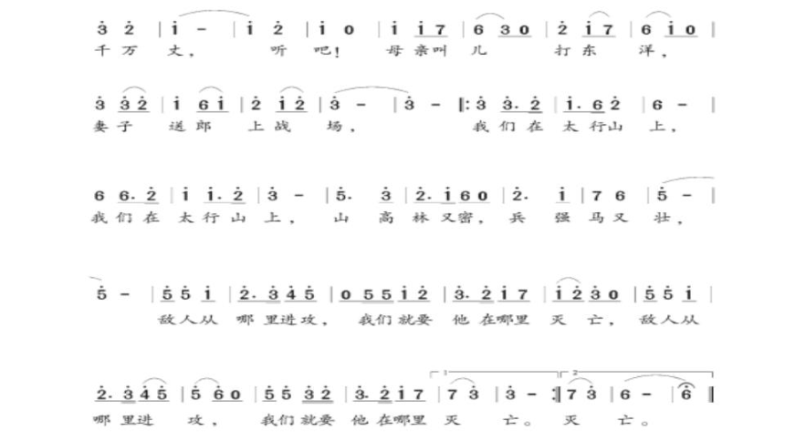 第5单元.名家名曲《在太行山上》《怀念战友》课件(共15张PPT内嵌音视频) 2022—2023学年粤教版初中音乐八年级下册