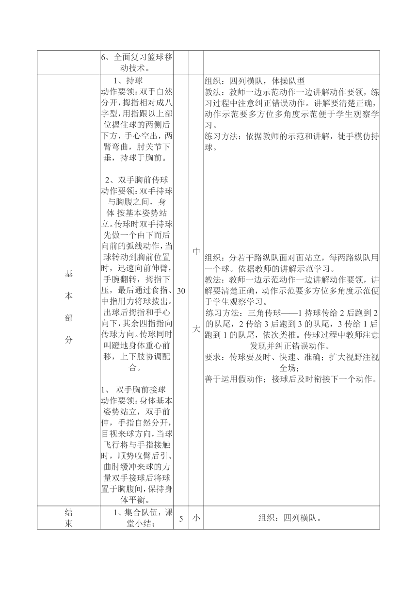 第四章篮球——《篮球双手胸前传接球》教学设计