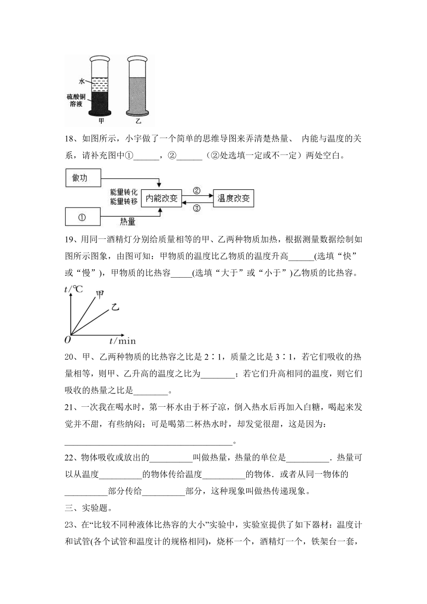 2023—2024学年物理人教版九年级全一册第13章 内能  达标练习题（含答案）