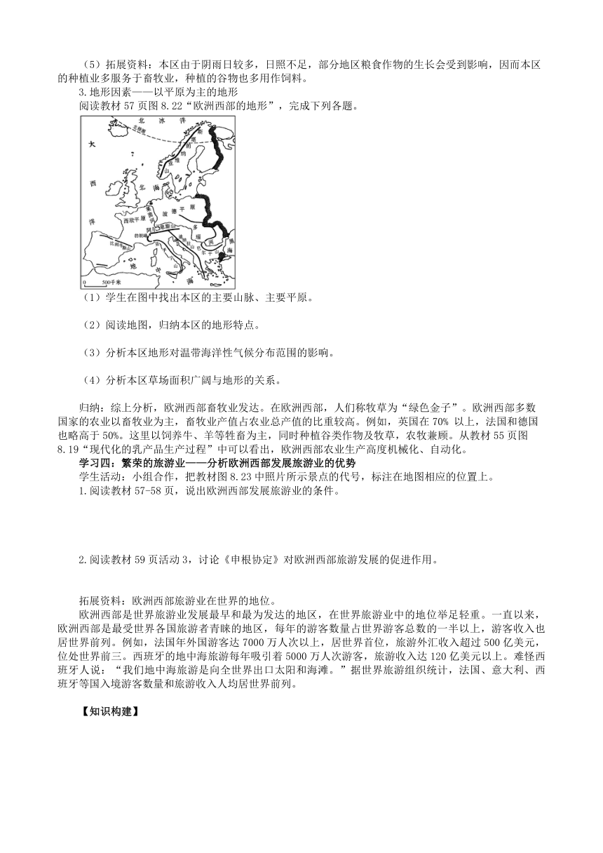 人教版地理七年级下册 8.2  欧洲西部 学案（含答案）