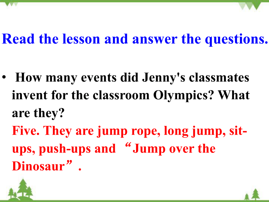 Unit 6 Be a Champion!Lesson 36 Classroom Olimpics课件(共21张PPT)