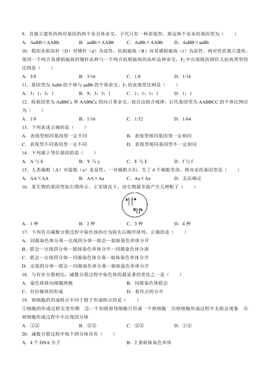 甘肃省兰州市2021-2022学年高二上学期期中考试生物（文科）试题（Word版含答案）