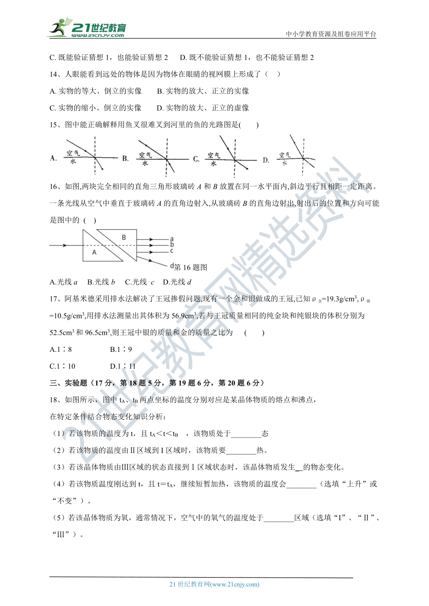 安徽省合肥市2020-2021学年八年级物理上学期期末测试卷(2)