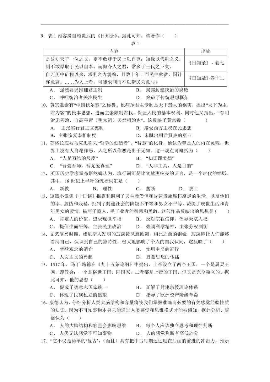 甘肃省张掖二高2021-2022学年高二上学期10月月考历史试题（Word版含答案）