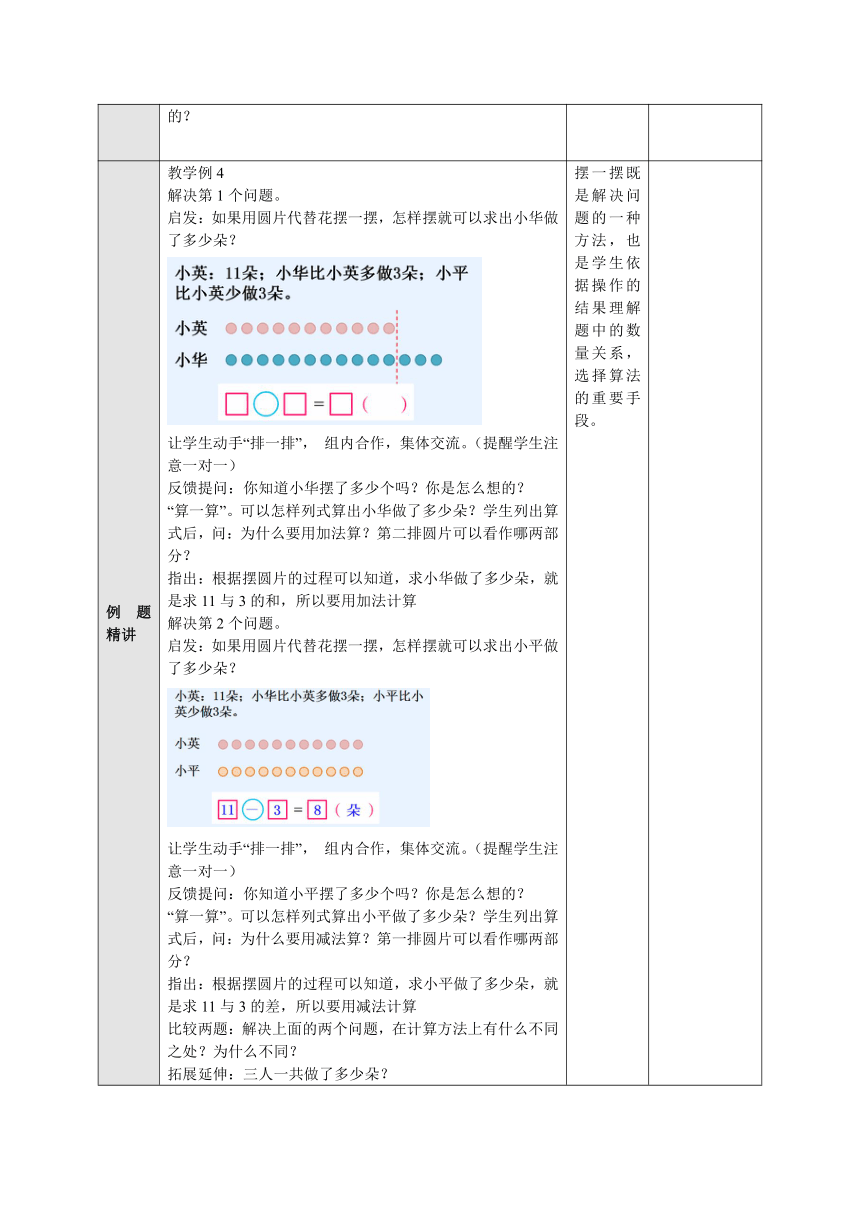 1.3.2简单的加减法实际问题（二）表格式教案二年级数学上册-苏教版