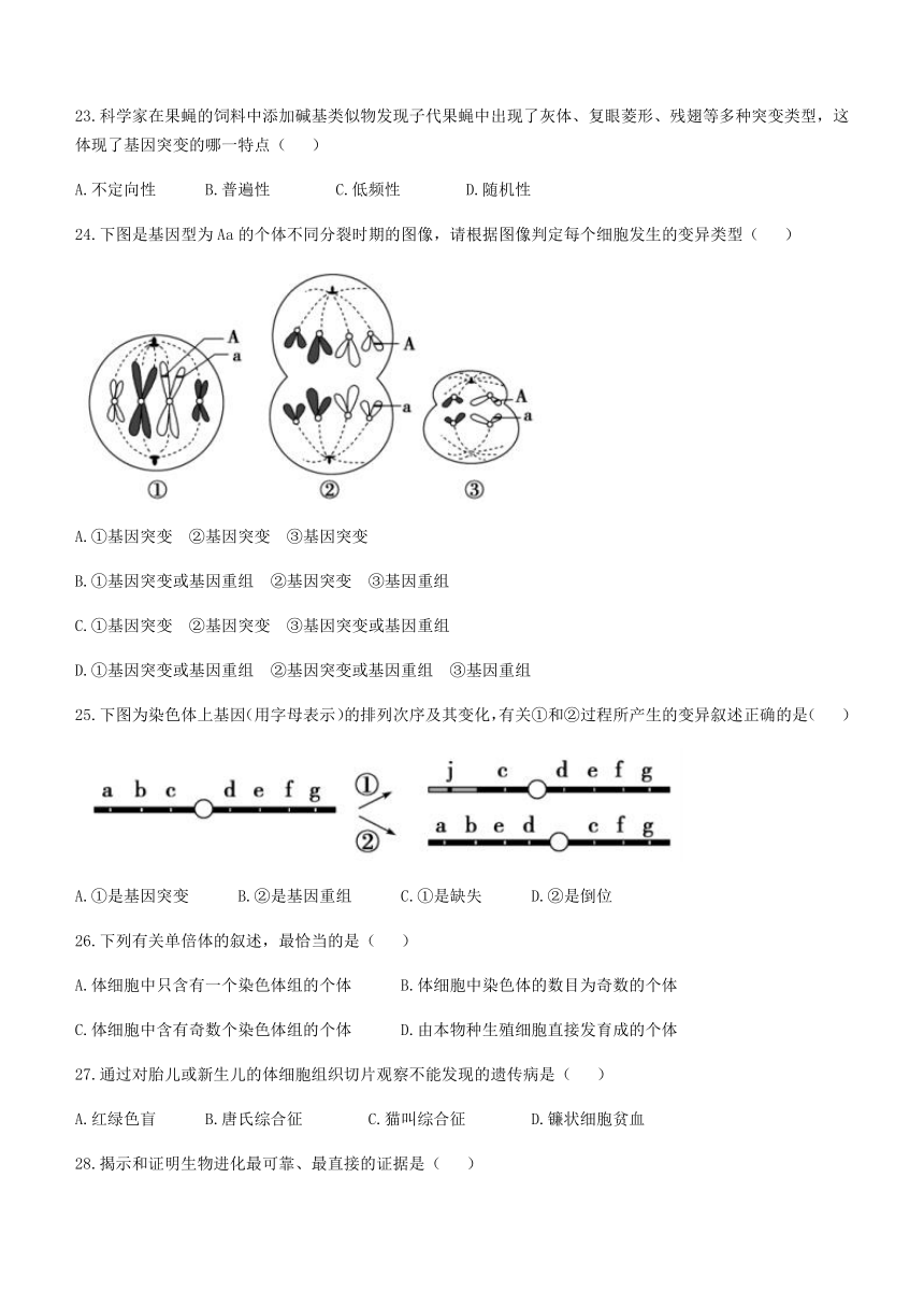 黑龙江省嫩江市五校2020-2021学年高一下学期期末考试生物试题 Word版含答案