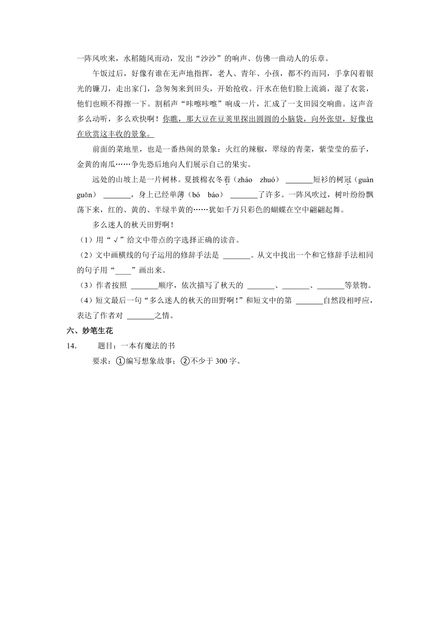 青海省玉树藏族自治州杂多县2020-2021学年三年级下学期期末语文试卷（含解析）