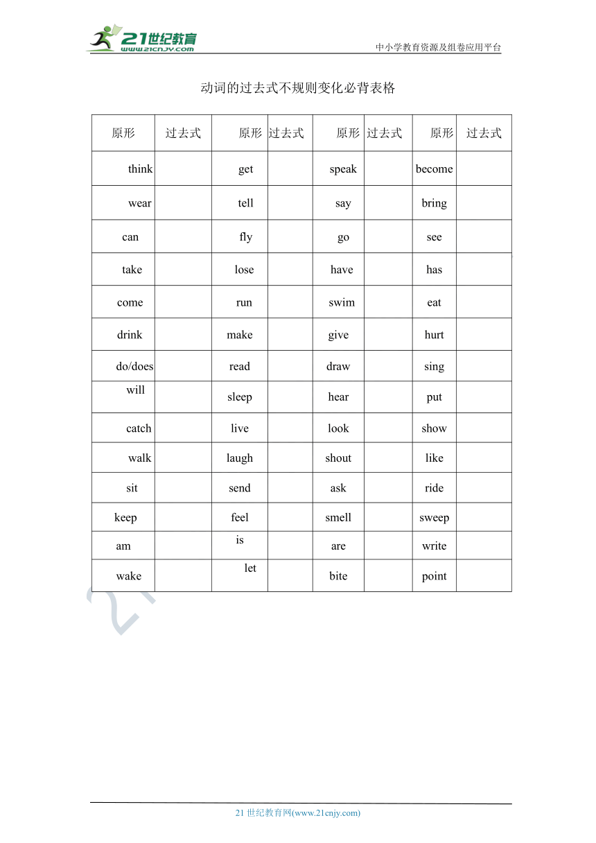 Unit 1The lion and the mouse -一般过去时强化训练（含答案）