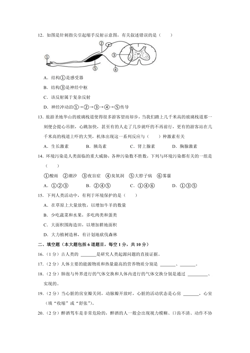 甘肃省定西市2020-2021学年七年级下学期期末考试生物试卷（word版 含解析）