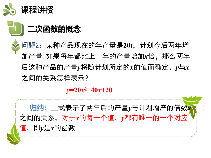 北师大版九年级数学下册教学课件：2.1  二次函数(共20张PPT)