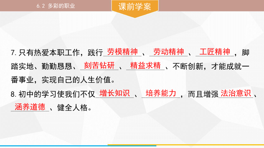 （核心素养目标）6.2 多彩的职业 课件(共29张PPT)统编版道德与法治九年级下册