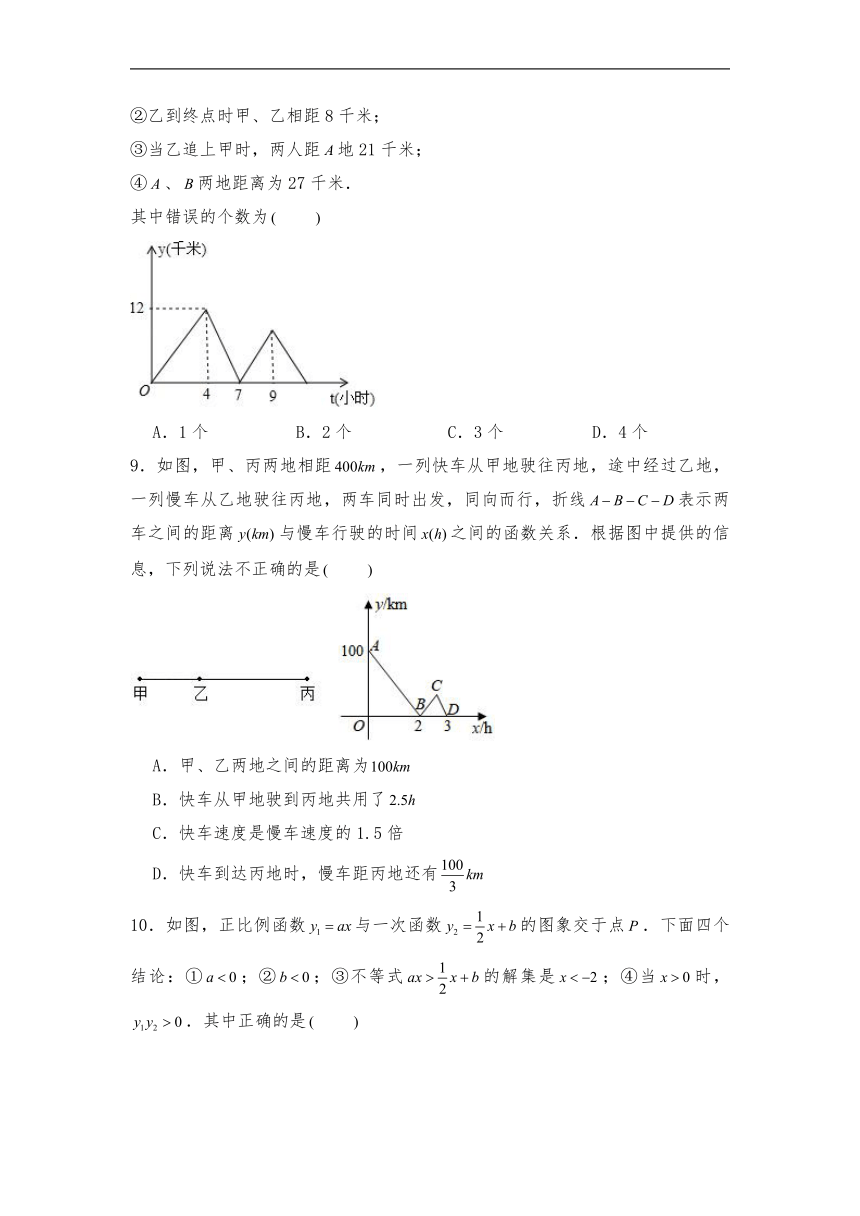 八年级数学下册试题 第20章一次函数单元测试（培优提升卷）-沪教版（含解析）