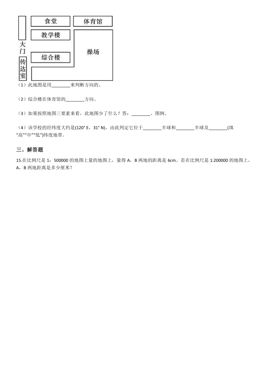 3.2地球仪和地图 同步练习（含解析）