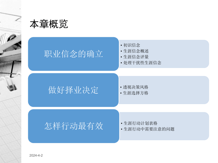 （中职)职业生涯规划职业生涯规划-第八章-职业生涯决定与行动电子课件工信版(共14张PPT)