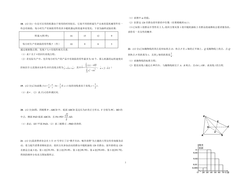 宁夏青铜峡市高中2021-2022学年高二上学期期末考试数学（文）试题（Word版含答案）