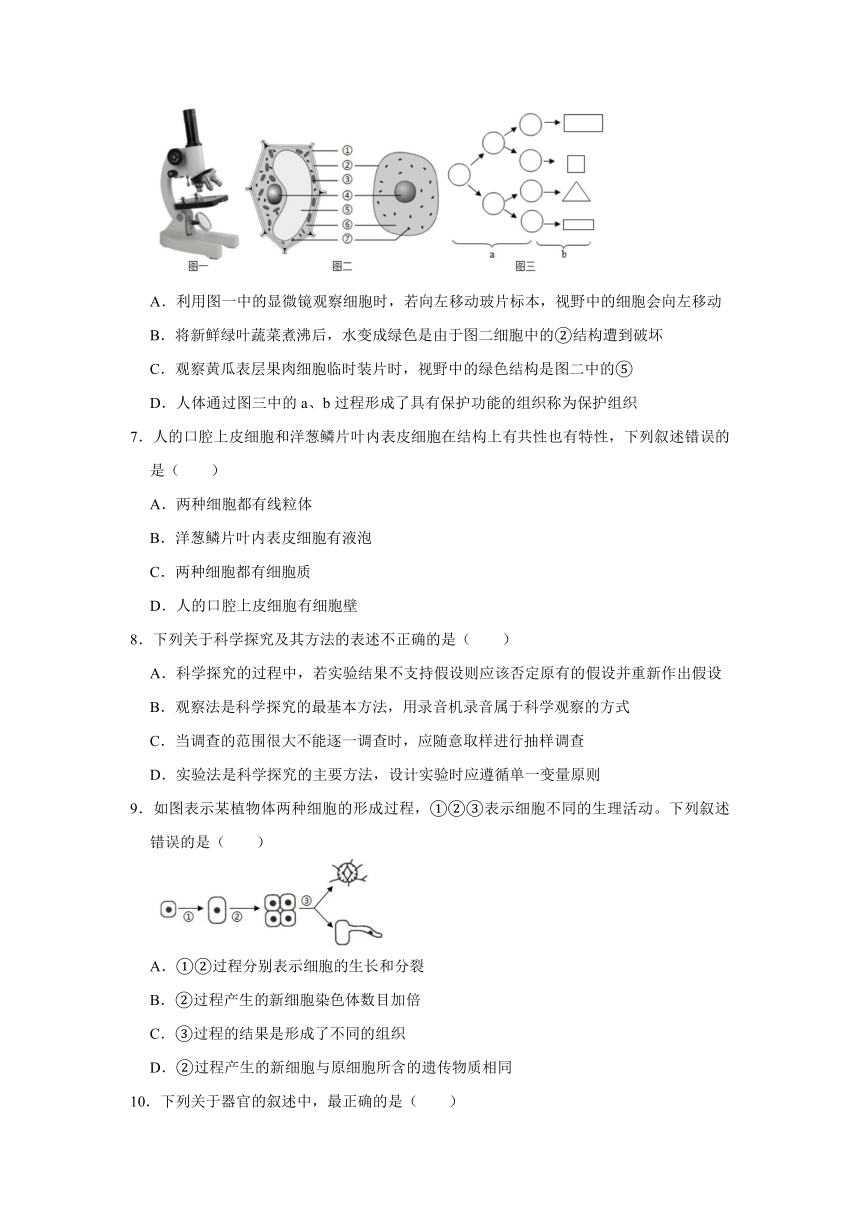 2020-2021学年山东省东营市广饶县六年级（上）期末生物试卷（五四学制（含解析版）