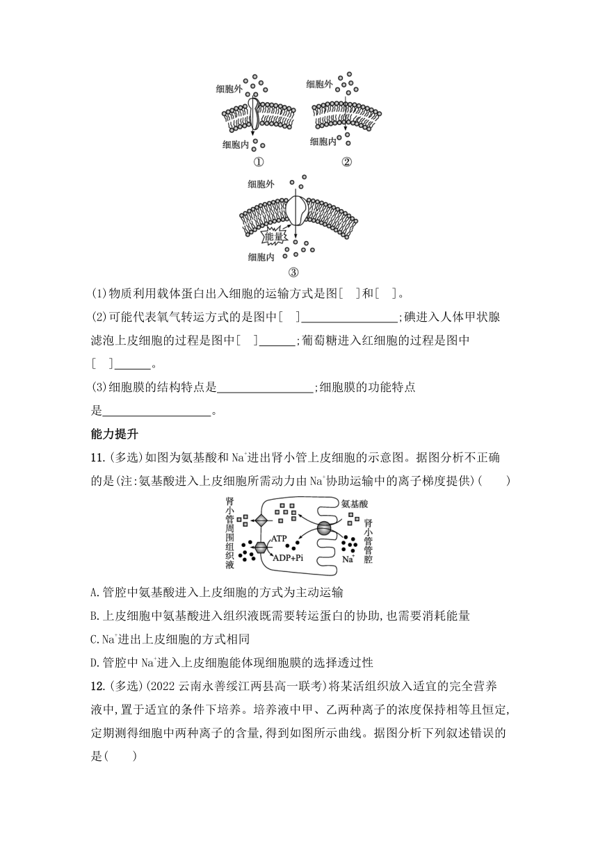 2021-2022学年高一上学期生物人教版必修1---4.2 主动运输与胞吞、胞吐同步练习 （word版含答案带解析））