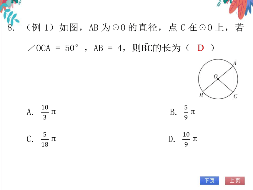 【北师大版】数学九(下)3.9 弧长及扇形的面积 同步练习本（课件版）