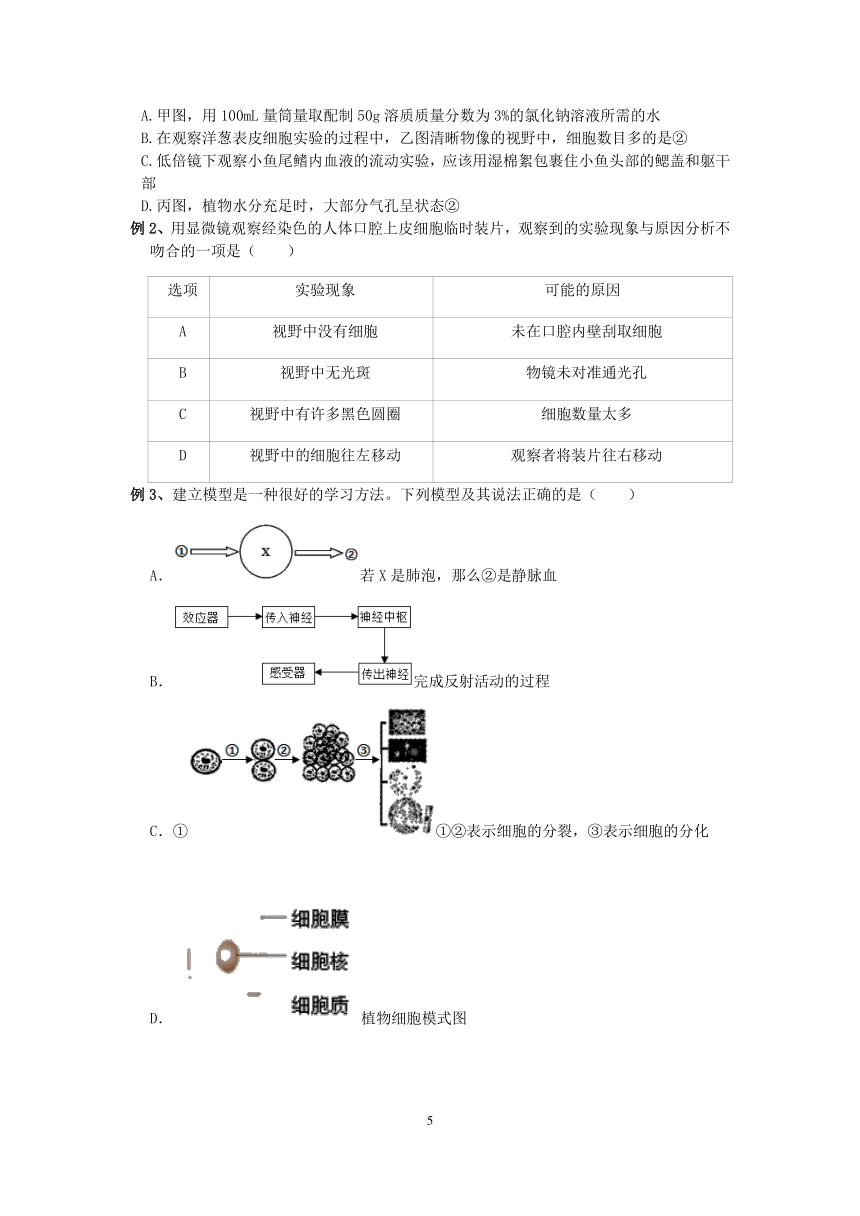 【备考2023】浙教版科学中考第一轮复习--生物模块（二）：细胞【word，含答案解析】