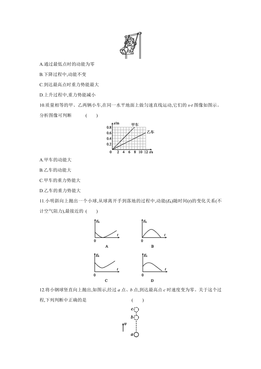 粤沪版物理九年级上册同步练习：11.4　认识动能和势能   第1课时　动能和势能（Word有答案）