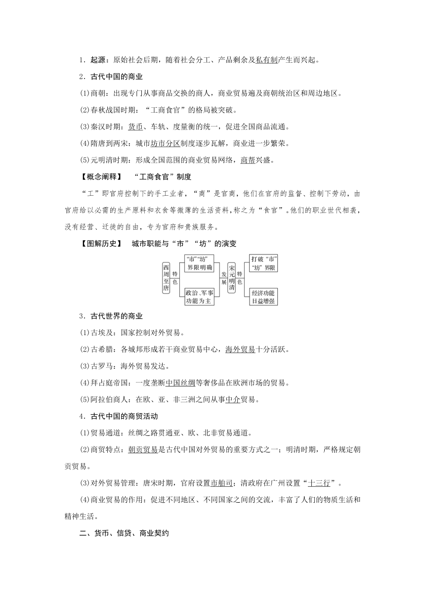 第40讲商业贸易与日常生活导学案（含答案）---2025届高三历史统编版选择性必修2一轮复习