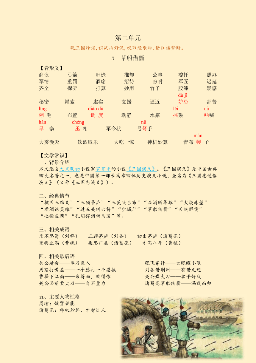 部编版语文五年级下册第二单元重难点汇总  素材