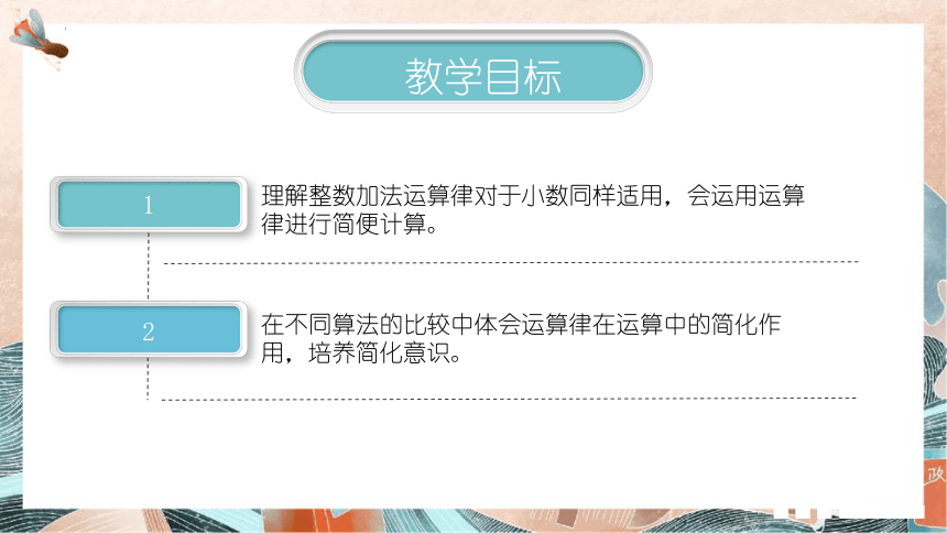 人教版四年级下册数学《整数加法运算律推广到小数》（说课课件）(共24张PPT)