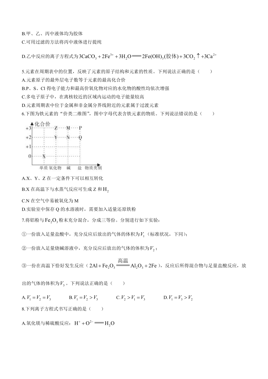 安徽省名校2022-2023学年高一下学期开学考试化学试题（A卷）（含答案）