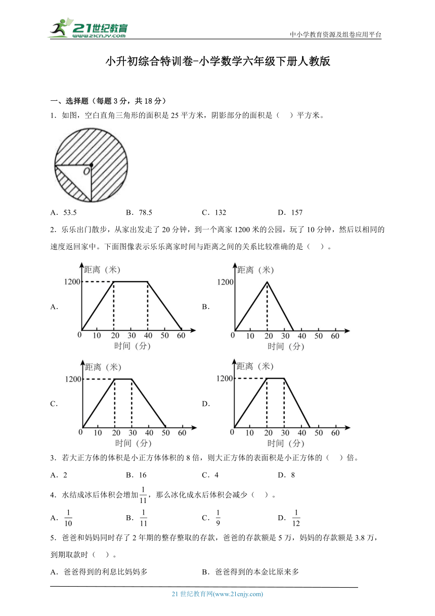 小升初综合特训卷-小学数学六年级下册人教版1 (含答案）
