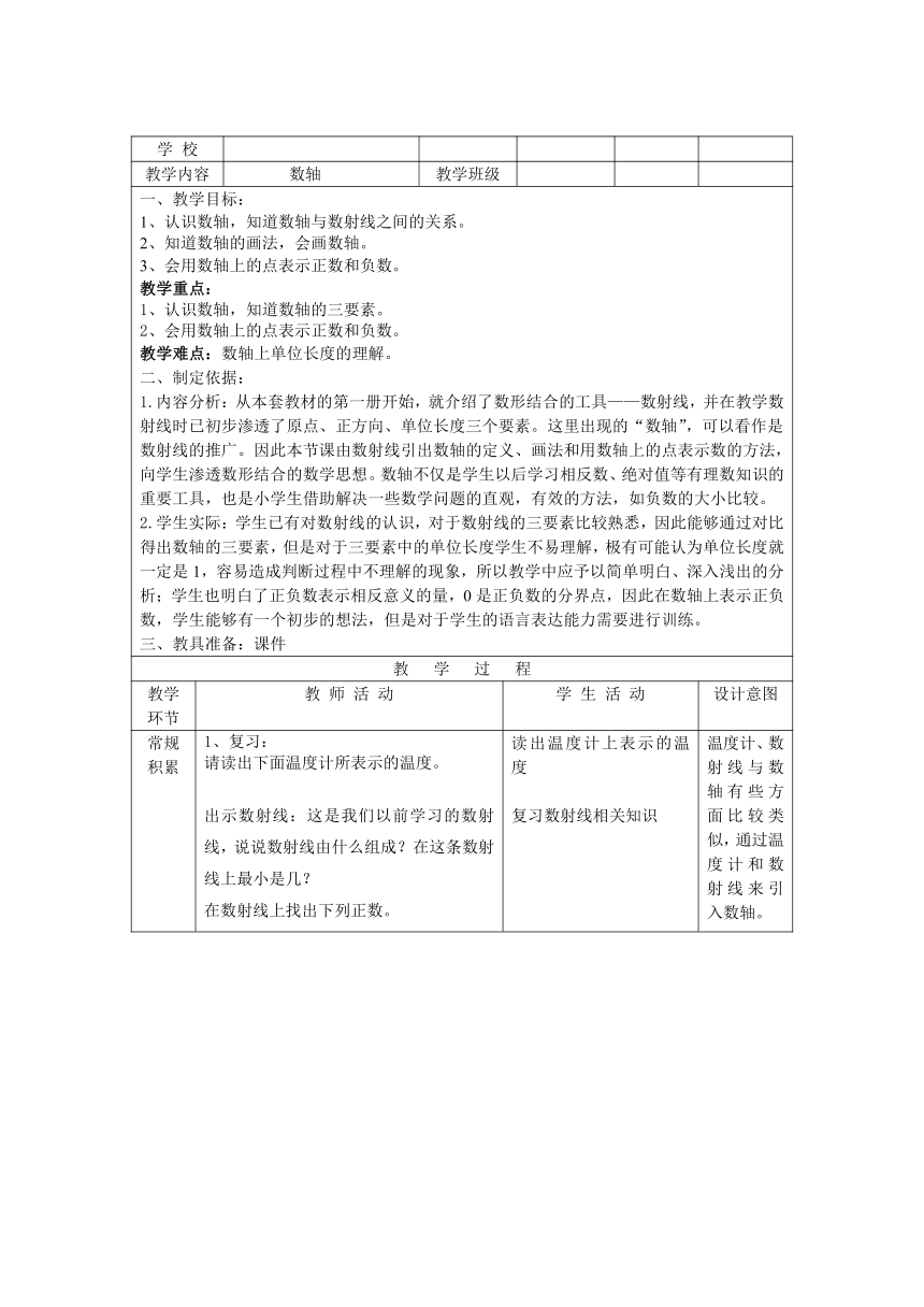 五年级下册数学教案-2.2   数轴沪教版