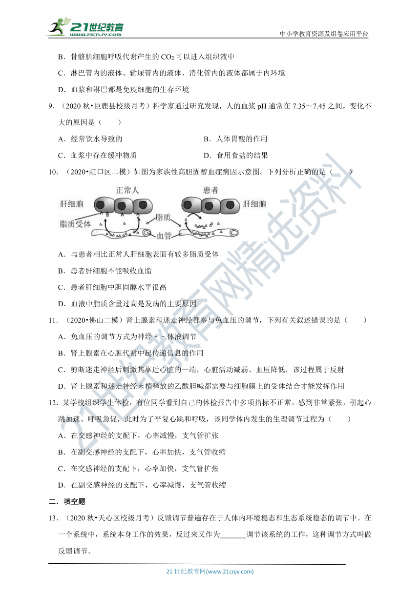 2021年高考生物二轮总复习专题三稳态与环境第3讲人体的内环境与稳态全集大练习（含答案）