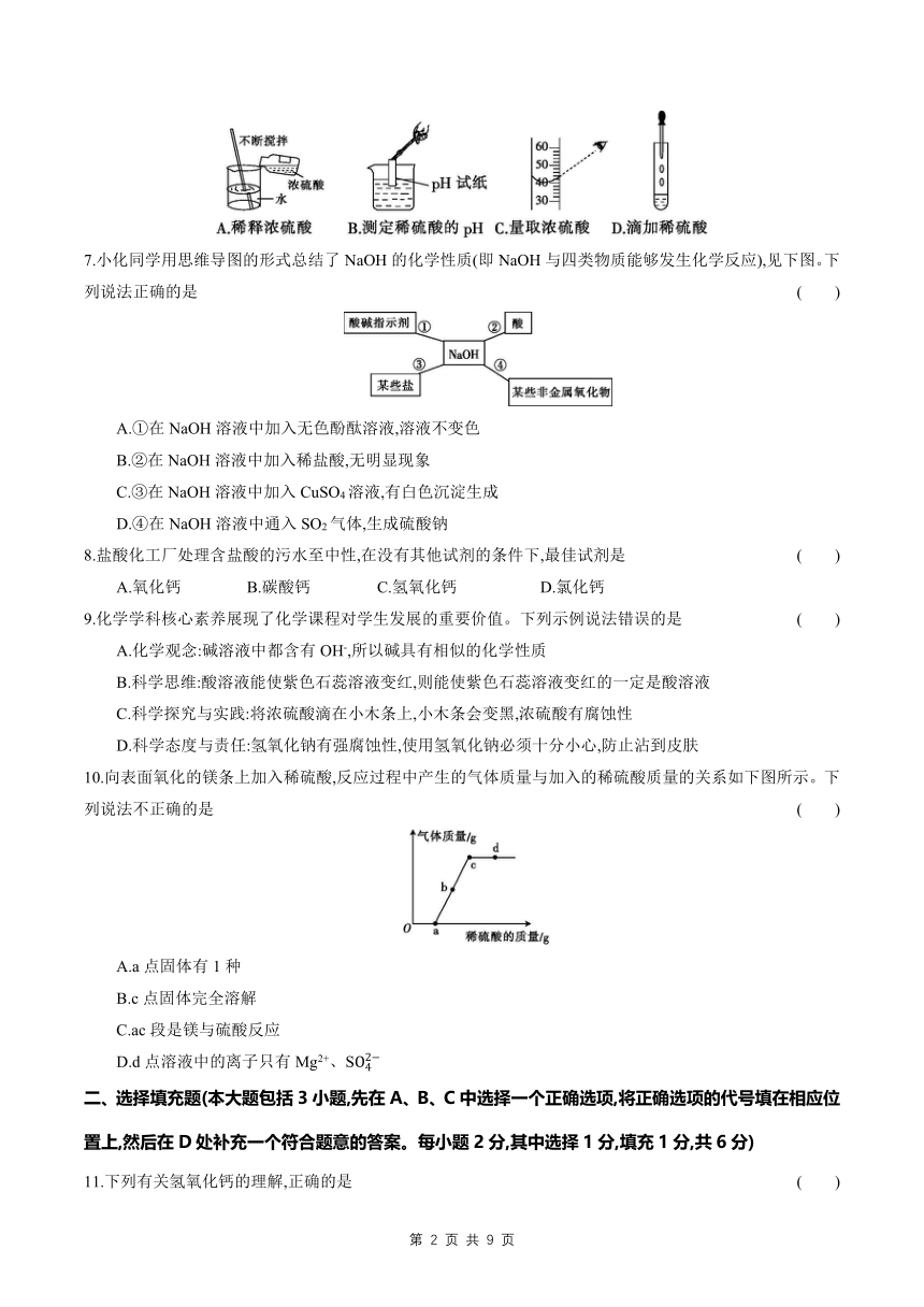 7 常见的酸和碱---2024年中考化学单元试卷（含解析）