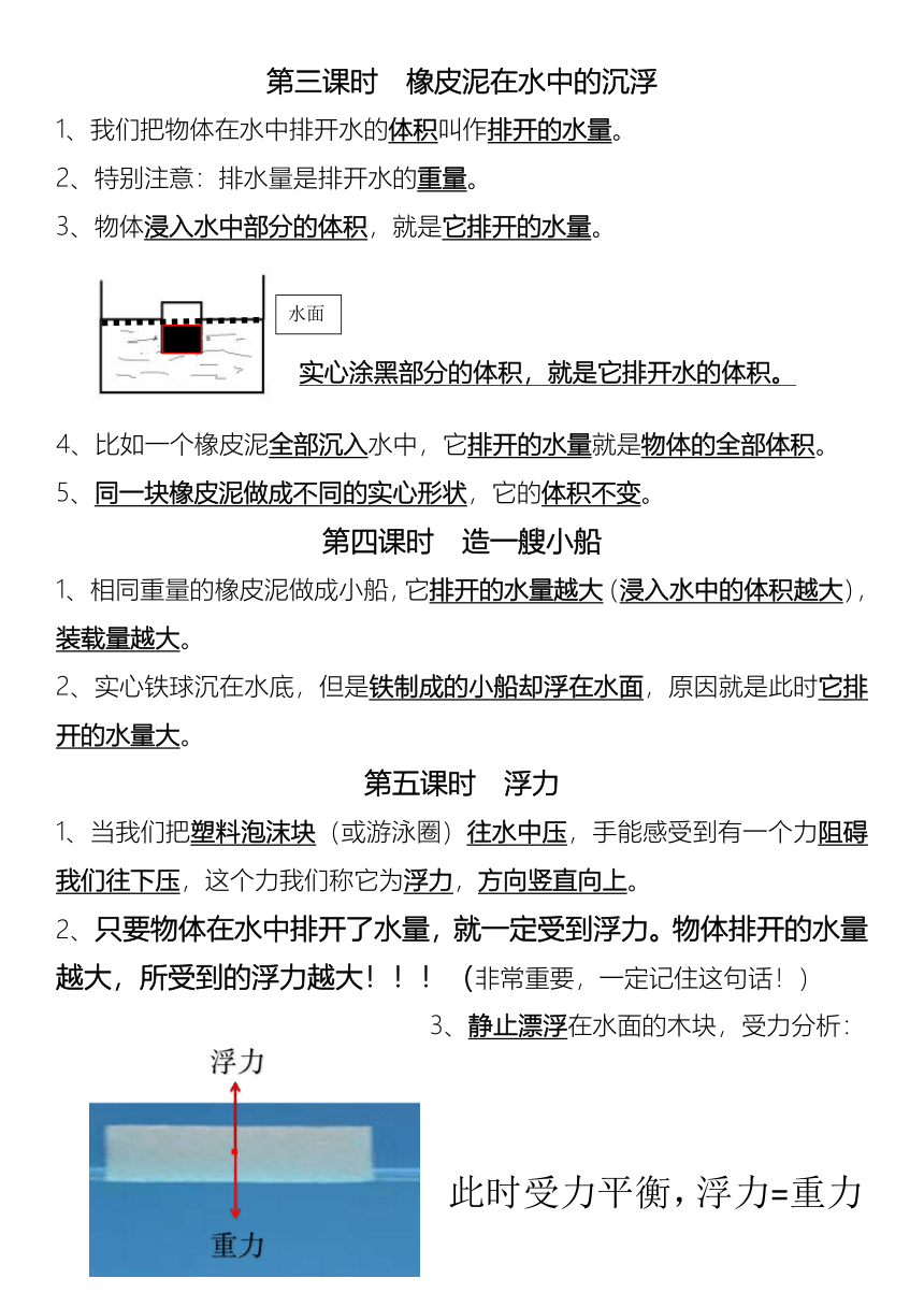 五年级下册科学素材   第一单元知识点总结   教科版