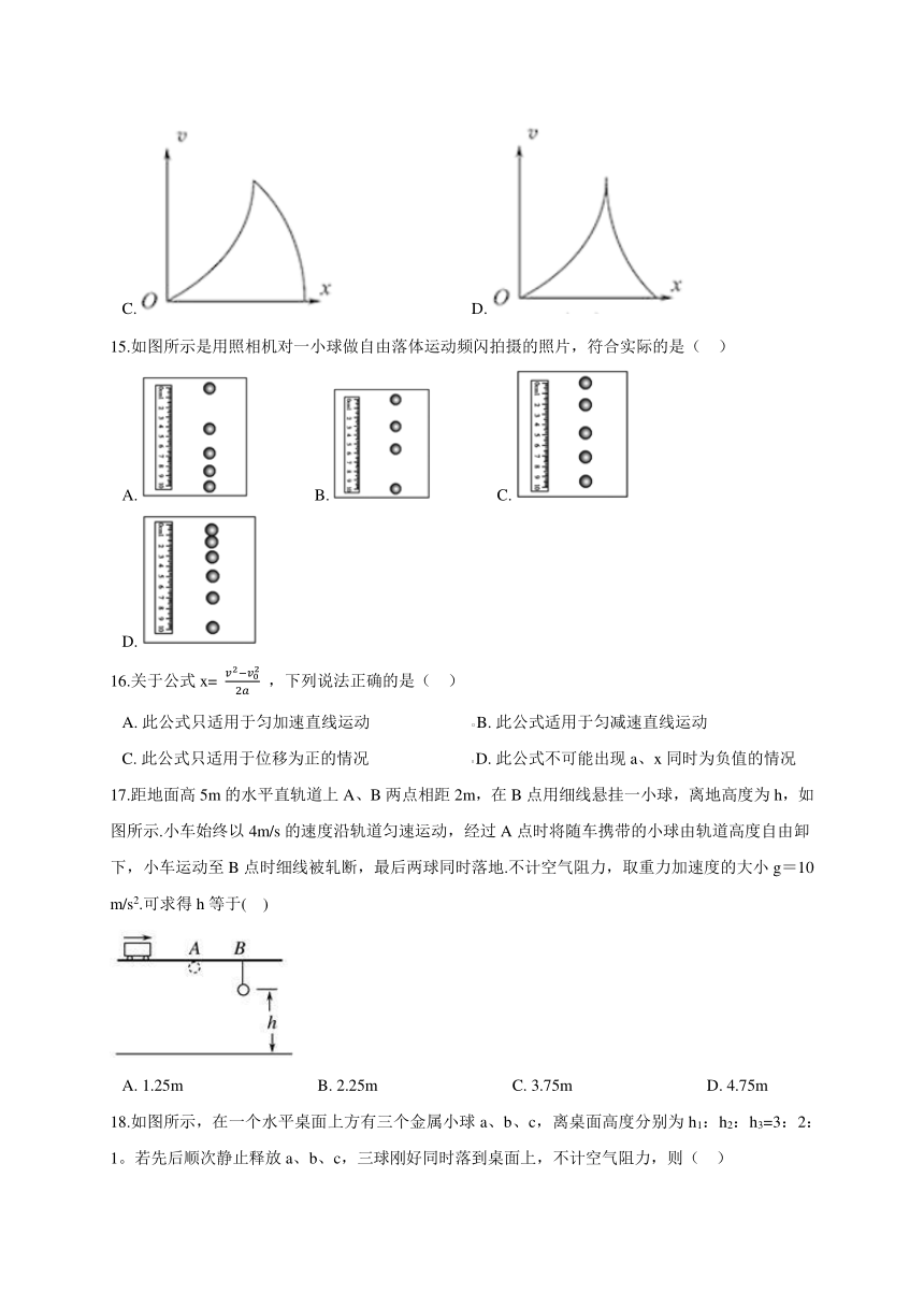 第二章 匀变速直线运动单元同步练习—【新教材】粤教版（2019）高中物理必修第一册 （机构使用）（word含答案）