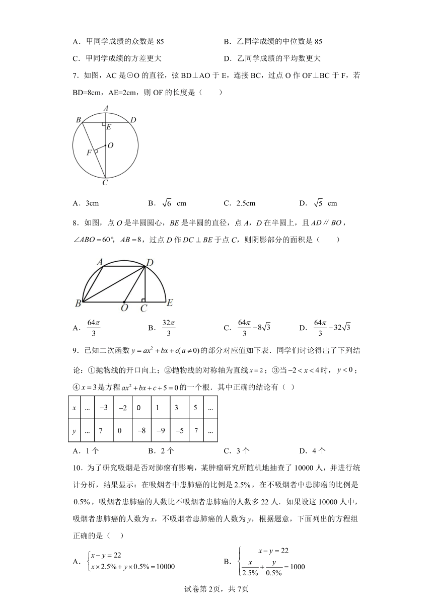 2023年山东省泰安市东平县中考三模数学试题（含解析）