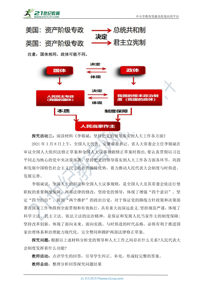 5.2 人民代表大会制度：我国的根本政治制度 教学学设计