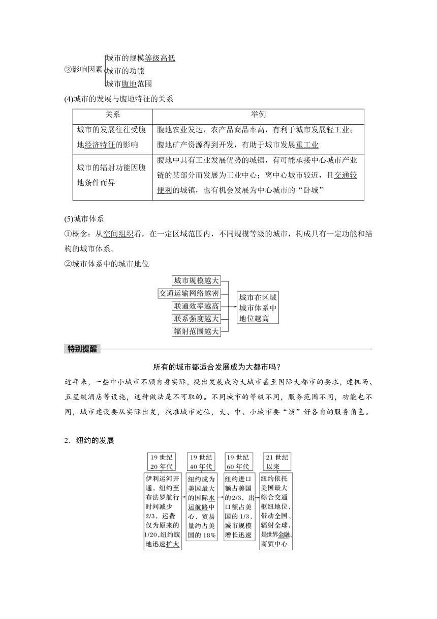 2023年高考地理一轮复习讲义（新人教版） 第3部分 第3章 课时68　城市的辐射功能